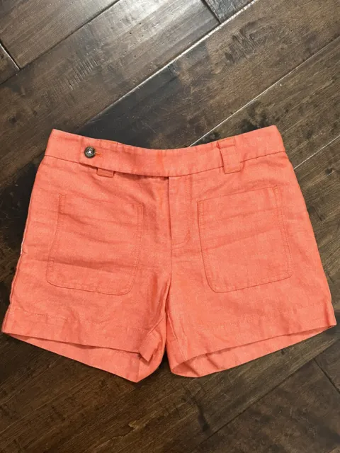 Anthropologie Daughters of The Liberation Linen Shorts Coral Orange sz 2 Summer