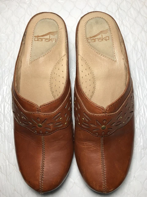 Dansko Shyanne Caramel Leather Stitched Comport Mule Size-40