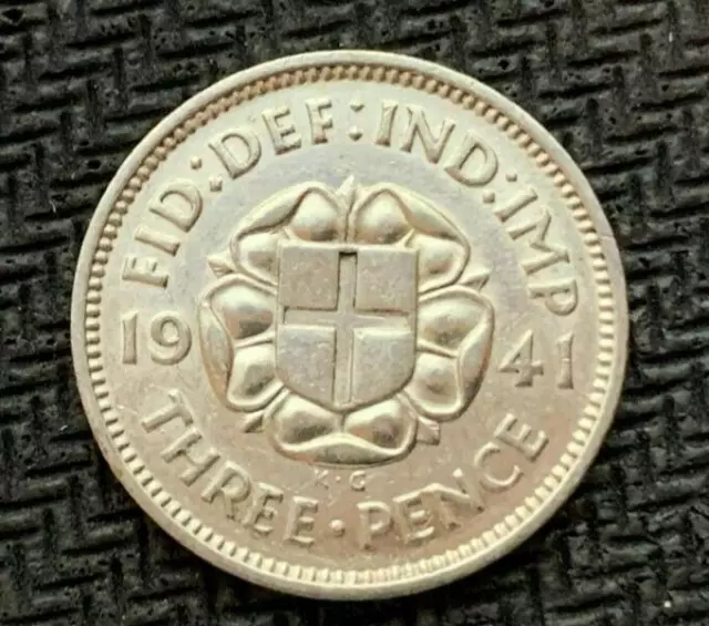 1941 UK 3 Pence Coin UNC  .500 Silver ( 7.9 Million )     #C1310