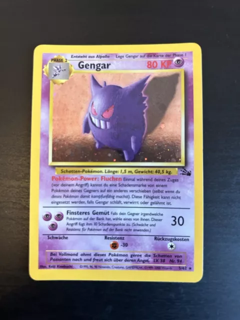 Pokemon Gengar 5 / 62 - DE - Holo - NM / MINT - Rarität!