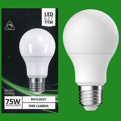 8x 11W (=75W) à Variation LED GLS 6500k Lumière Jour Blanc, Es E27 Ampoule Lampe