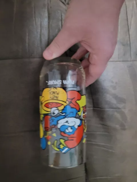 Vintage 1983 Papa Smurf Party Punch Drinking Glass Tumbler Wallace Berrie Co 6"