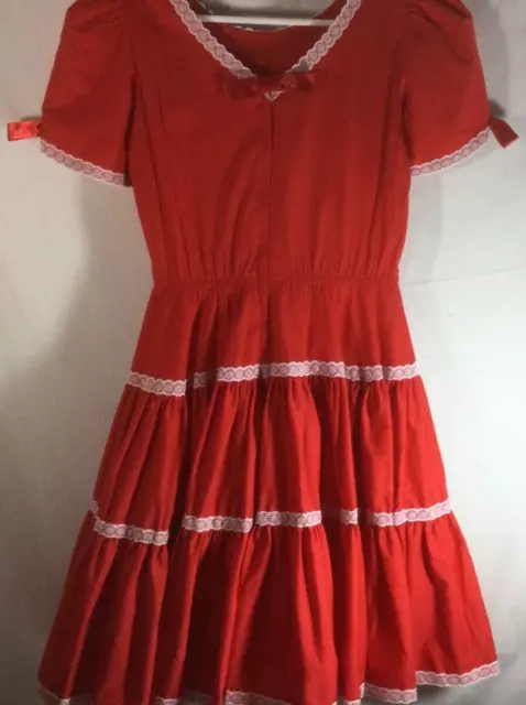 Vintage Partners Please Malco Modes Square Dance Rockabilly Dress Red Lace NICE