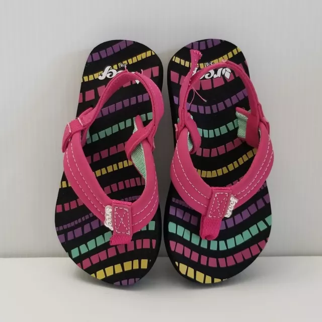 Reef Toddler Girls Size 5/6 Pink Little Ahi Flip Flops Sandals Heel Strap