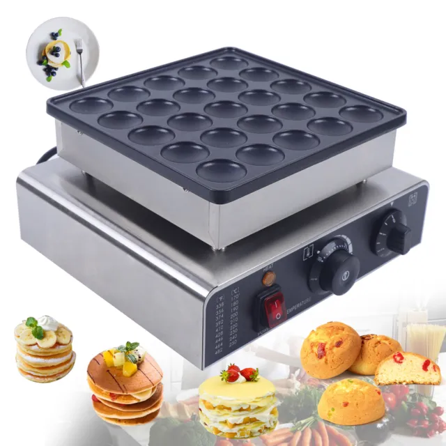 800W Mini Dutch Pancake Maker Machine Commercial 25 Holes Waffle Maker Non-stick