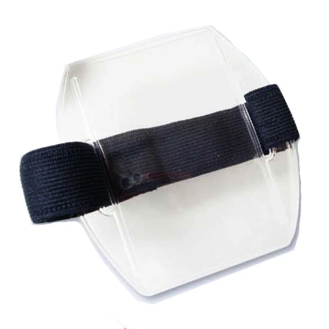 10 Pack - Arm Band Photo ID Badge Holder with Elastic Black/Navy/White Strap