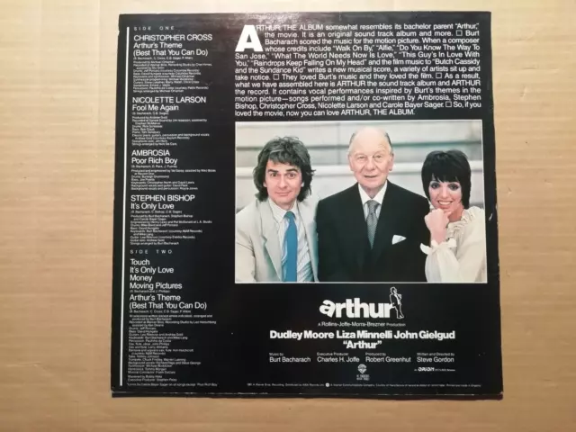 ARTHUR - THE ALBUM - SOUNDTRACK - BACHARACH / CROSS / AMBROSIA u.a. - LP GER '81 2