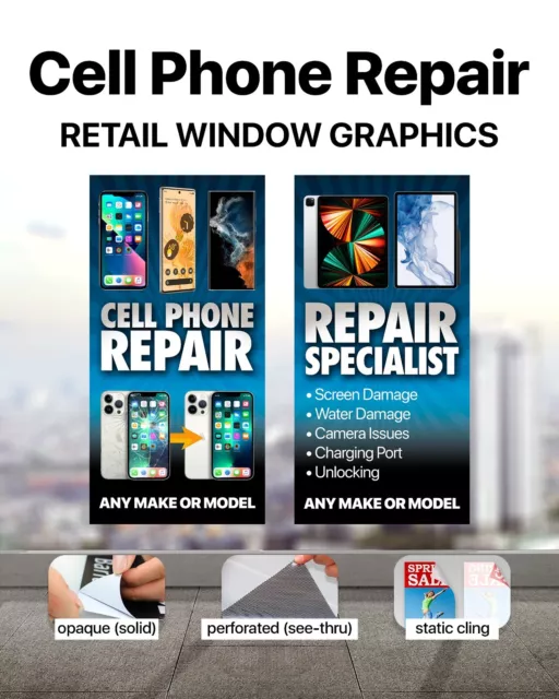 Cell Phone Repair Banner Poster Sign computer repair iphone ipad ipod samsung