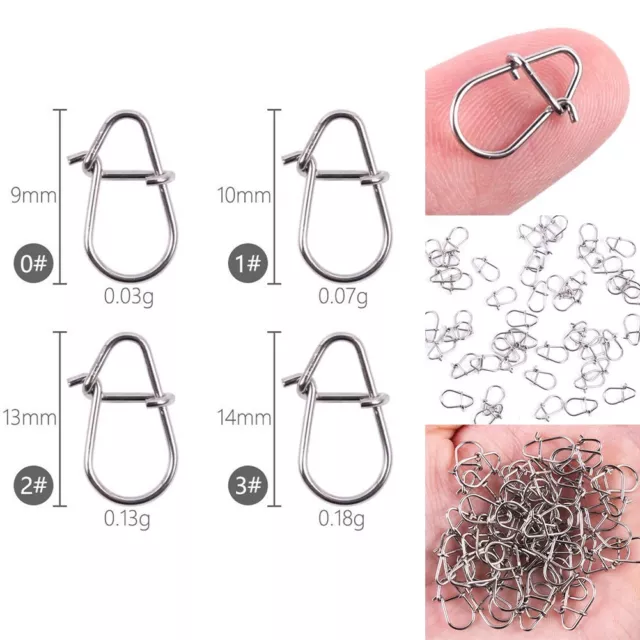 Stainless Steel Snaps Hook Gourd Type Pin Design for Fishing Gear Set of 100