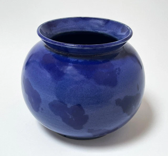 VINTAGE BENDIGO AUSTRALIAN POTTERY BLUE GLAZED VASE 1930s ART DECO £99.