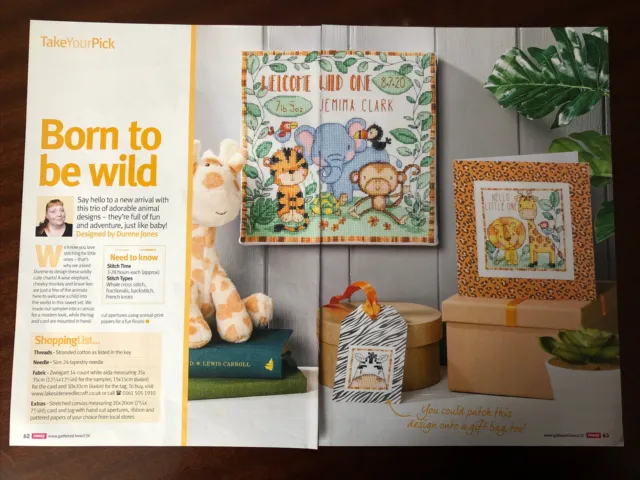 Children's Jungle Theme Sampler & Card Cross Stitch Charts **from a magazine**