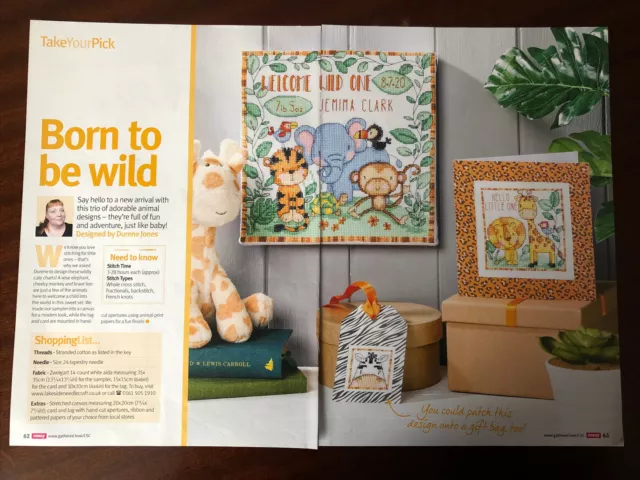 Children's Jungle Theme Sampler & Card Cross Stitch Charts **from a magazine**