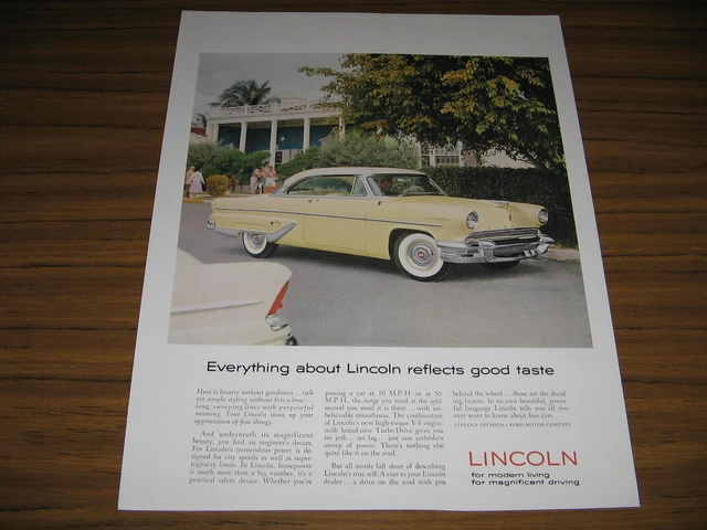 1955 Vintage Ad The '55 Lincoln 2-Door with High Torque V-8 Engine