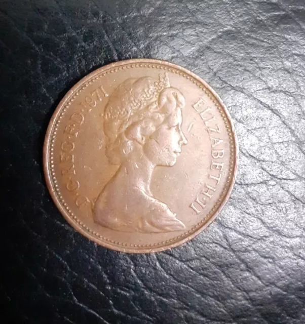 Rare "NEW PENCE" 2p Coin 1971 Original Coin Good Circulated Queen Elizabeth II