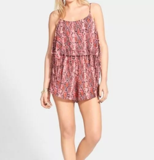 Volcom Urban Tribe Shorts Swim Cover Up Romper, Pink Snake, Size Small - NWT