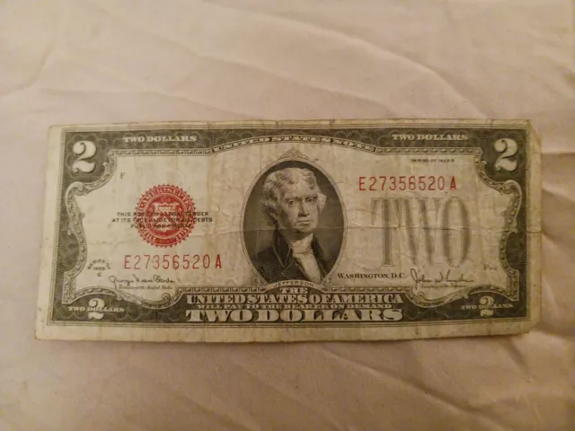 1928 Error Two Dollar Bill RED SEAL misaligned