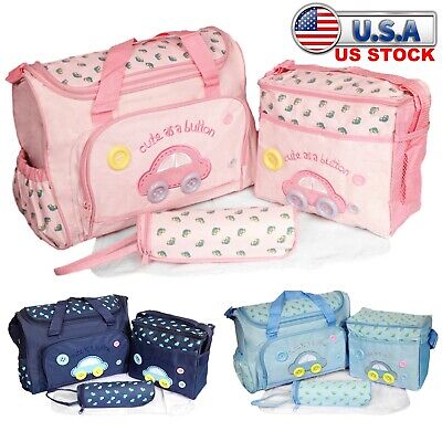 4Pcs Diaper Bag Tote Set Wipes Dirty Nappy Diaper Pouch Mummy Bag Changing Pad