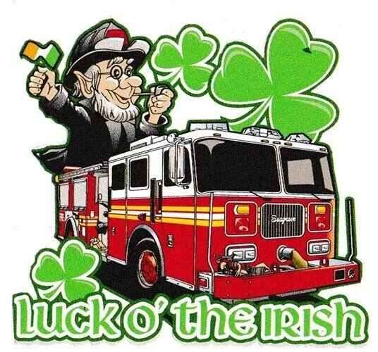 Luck o' the Irish Shamrock Fire Decal with Apparatus - NEW .