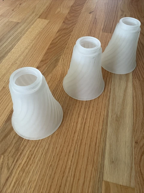 SET OF 3 white frosted bell-shaped ceiling fan replacement - glass light globes!