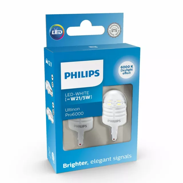 Philips W21/5W LED Ultinon Pro6000 SI 6000K Car bulb W3x16q set of 2 - WHITE