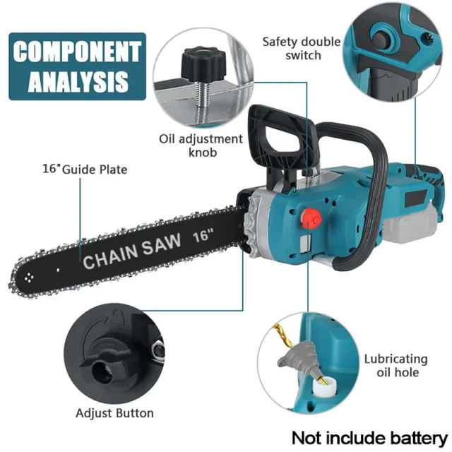 Cordless Electric 4-16 INCH Chainsaw Wood Saw Cutter Saw For Makita 18V Battery 3