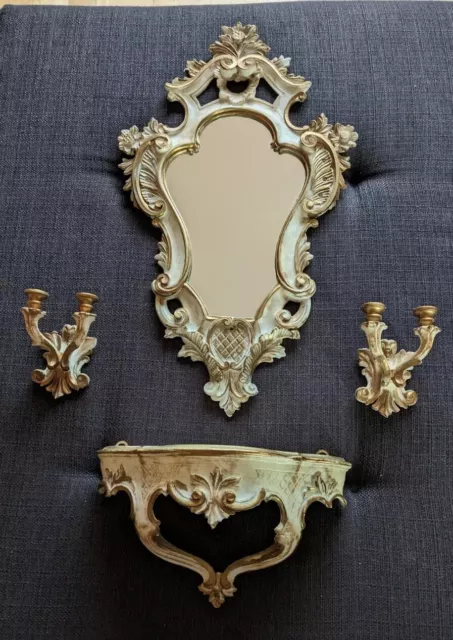 Spiegel mit Konsole und Kerzenhalter Barock Italy Jugendstil