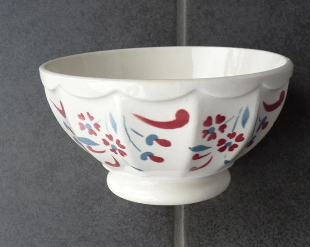 ANCIEN BOL À facettes en faïence de Digoin 9611 à rayures bleues EUR 34