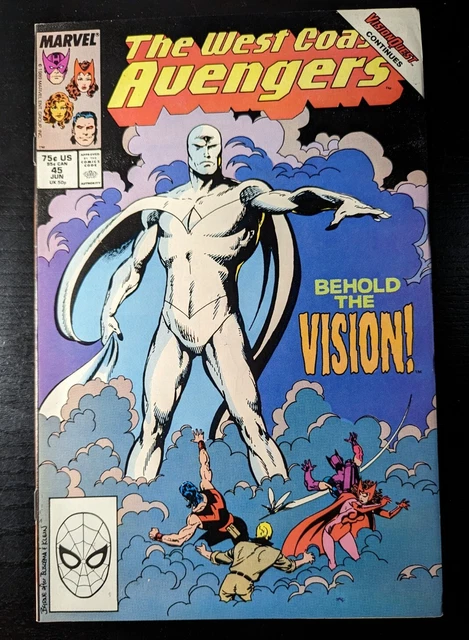 West Coast Avengers #45 Marvel Comics, 1st App of White Vision, Copper Age VF