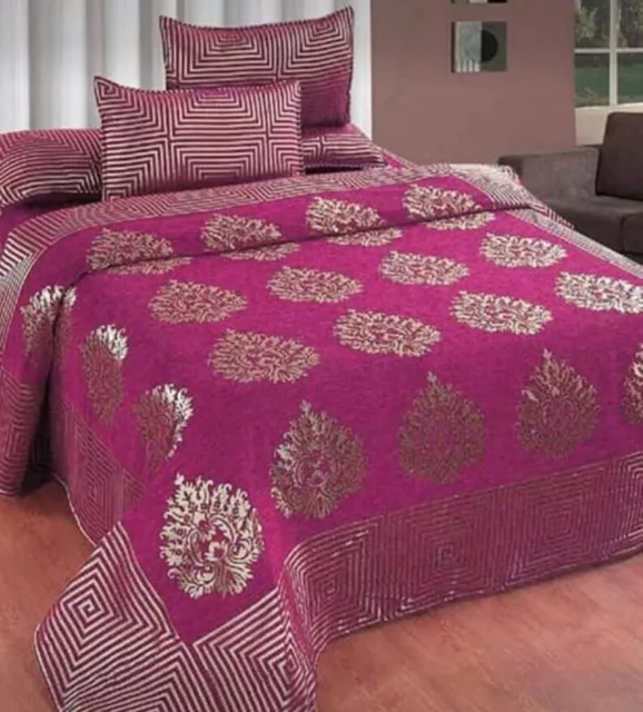 Chenille de Lujo Terciopelo Floral Pesado Cobertor Cama King Size Con 2 Almohada 2