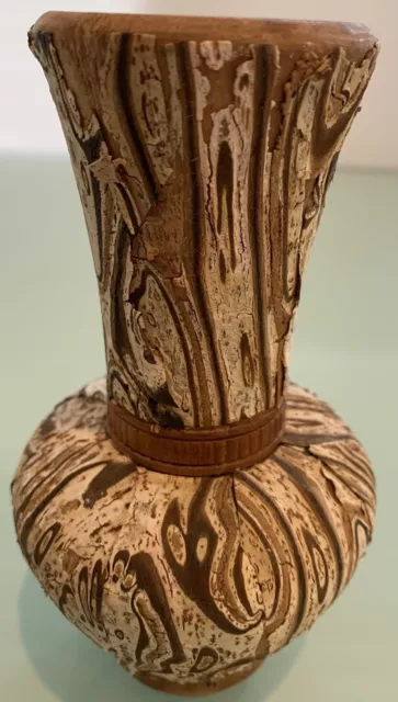 Rustic Mamuka Tree Fern Ponga Craft Vase New Zealand Primative Hand Crafted