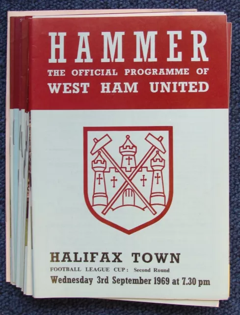 WEST HAM UNITED 1969 / 1970 Season - Complete set of home football programmes