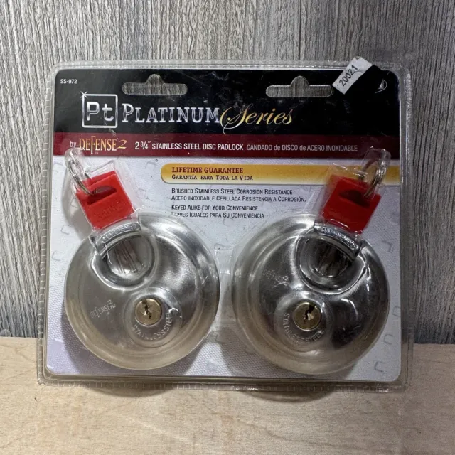 2 Packrite Pt Platinum Series by Defense2 - 2 3/4" Stainless Steel Disc Padlock