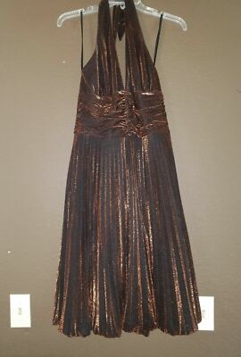 Cache Halter Dress Sz Small Shimmery Copper Marilyn Monroe look