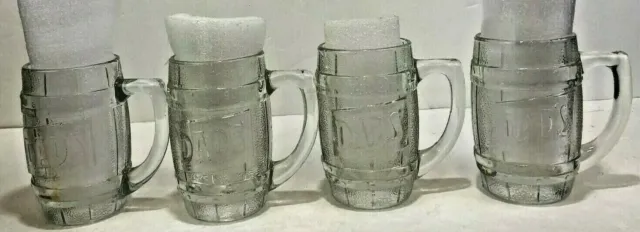 Dad's Soda Root Beer Vintage Barrel Shaped Glass Root Beer Mugs...SET OF 4
