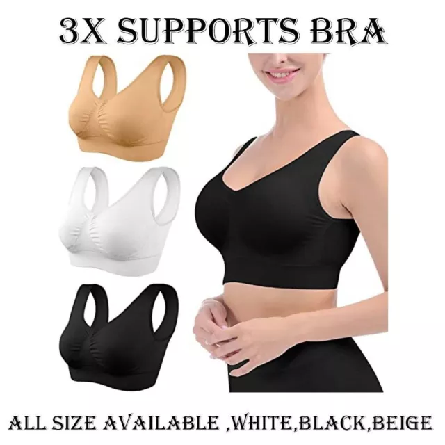 WOMENS COMFORT SLEEP Bra Wire Free Stretch Firm Support Full Cup