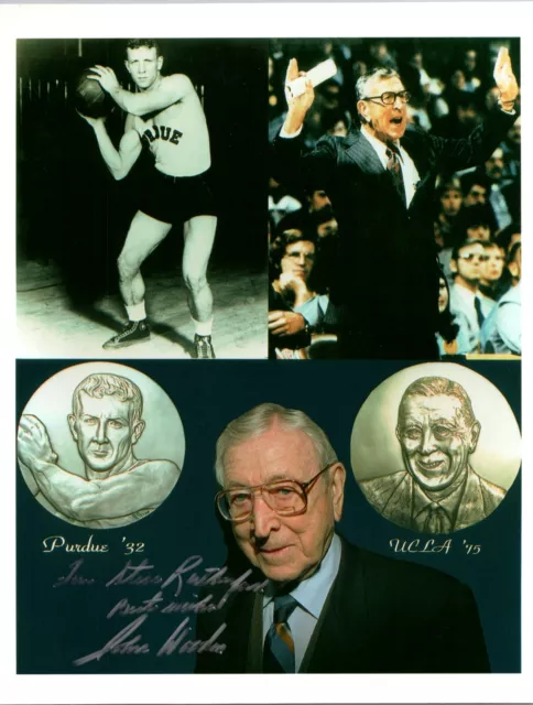 John Wooden 8x10 Hand Signed Personalized Photo - UCLA HOF Basketball Coach