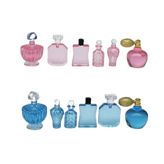 6PC Dollhouse Miniature 1/12 Perfume set Blue Pink Dresser Accessories pocket ##