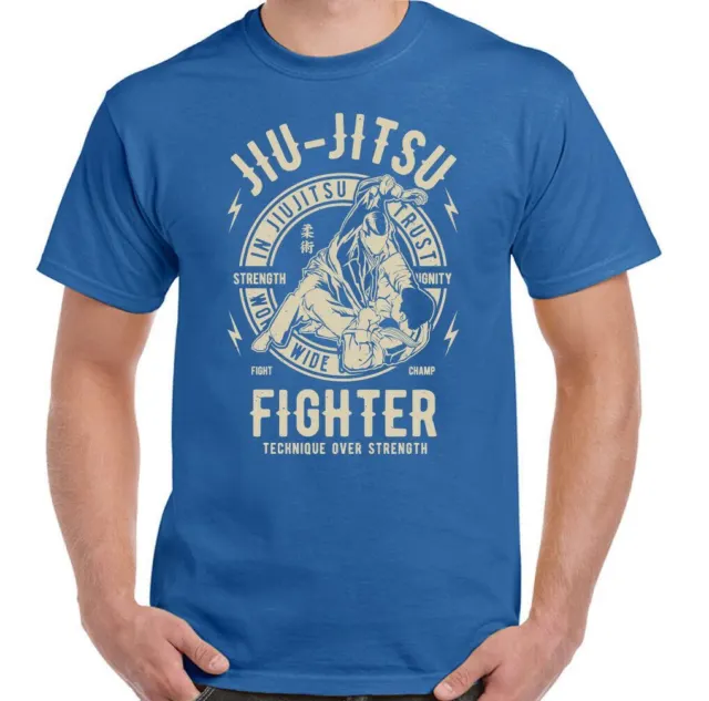 T-shirt uomo arti marziali Jiu Jitsu Fighter allenamento top palestra MMA combattimento brasiliano 9