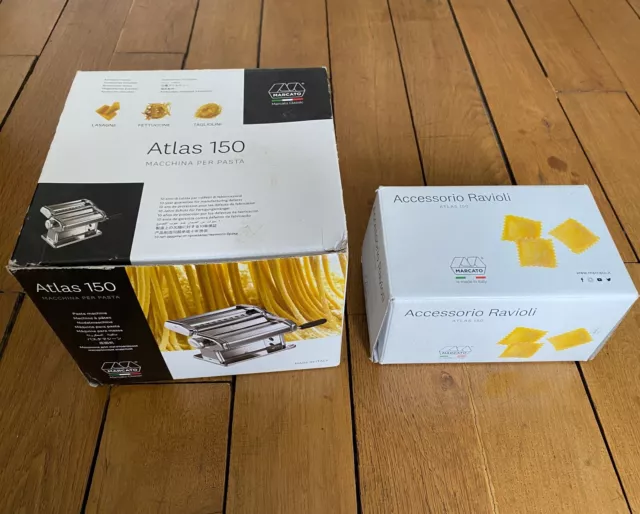 Marcato Atlas 150 machine à pâtes spaghettis et accessoire raviolis inclus