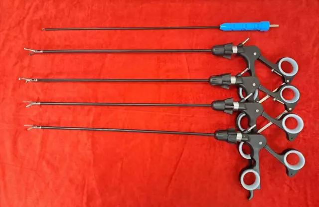 5pc-Laparoscopic Curvo Scissor / Babcock Pinza 5mm Instrumentos Quirúrgicos