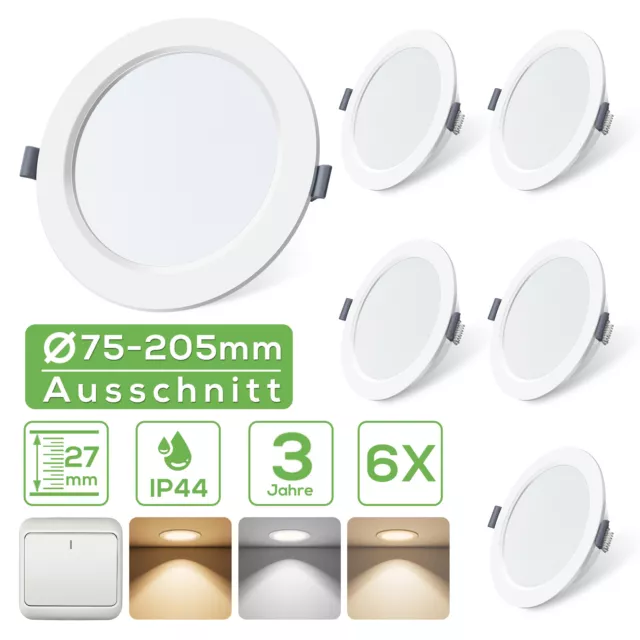 Panel LED Einbaustrahler Deckenleuchte Einbauleuchte Flach Rund Ultraslim 230V