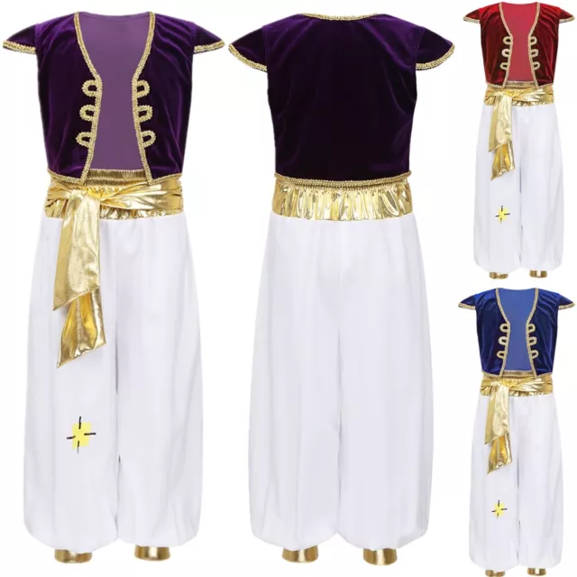 Ensemble Costume Arabe 2 Pièces Garçon Gilet et Pantalon pour Carnaval Cosplay