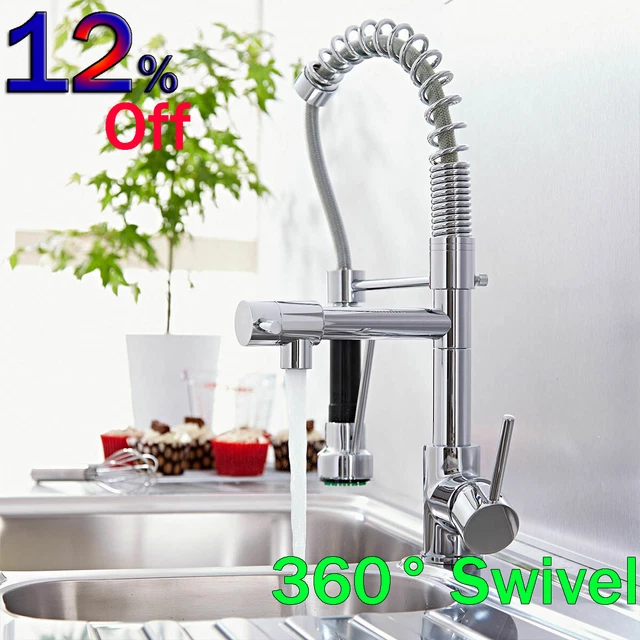 Neu drehbarer Auslauf Küchenspüle Mixer Wasserhähne mit herausziehbarem Bidet Sprühhähne Chrom UK