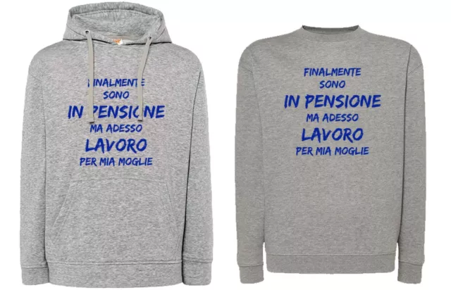 Felpa finalmente sono in pensione grigia con cappuccio o girocollo idea regalo