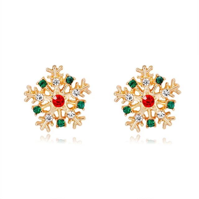 Women Creative Snowflake Stud Earrings Christmas Fashion Trends Earrings