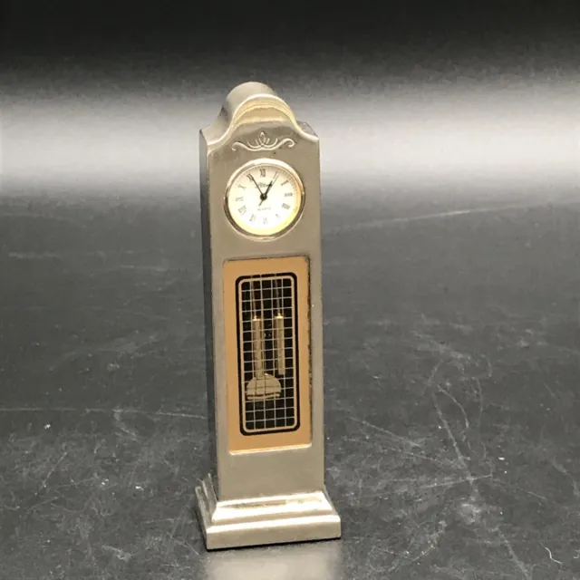 Miniature Altona Quartz Analog Brass Grandfather Battery Clock 5" H WORKING