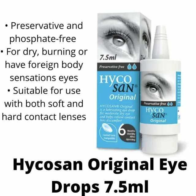 Hycosan Original Konservierungsmittel Gratis Augentropfen 7.5ml Neu