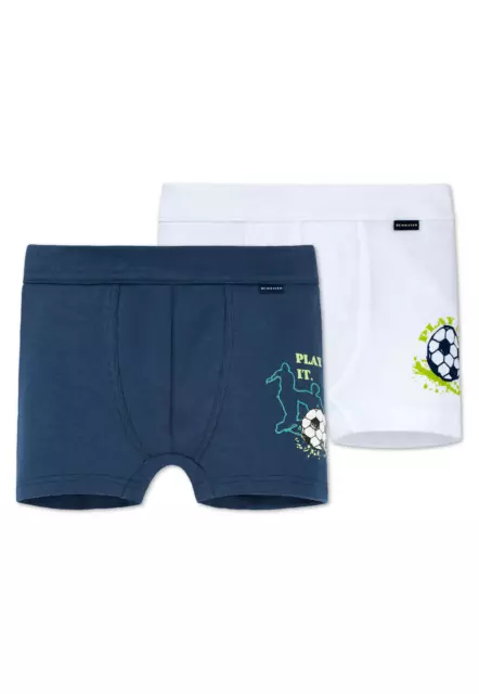SCHIESSER Jungen Hip-Shorts 2er Pack Fussball Gr 104-140 100% CO Unterwäsche