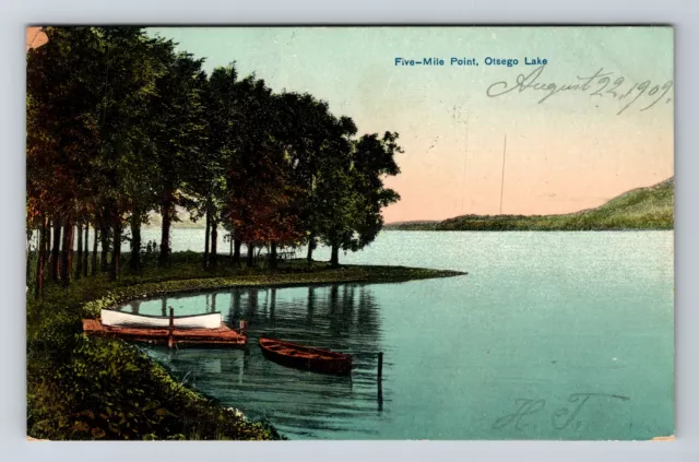 Cooperstown NY-New York, Five Mile Point, c1909 Antique Vintage Postcard