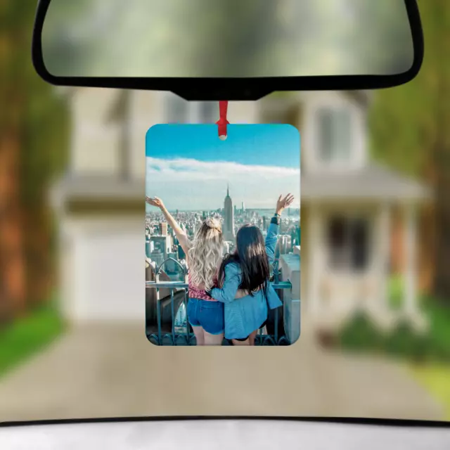 Personalised Car Air Freshener Any Photo or text, double sided print, fragranced